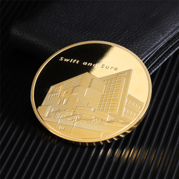 Hot Selling High Quality Custom  Gold Plated Metal Embossed Commemorative Challenge Coin