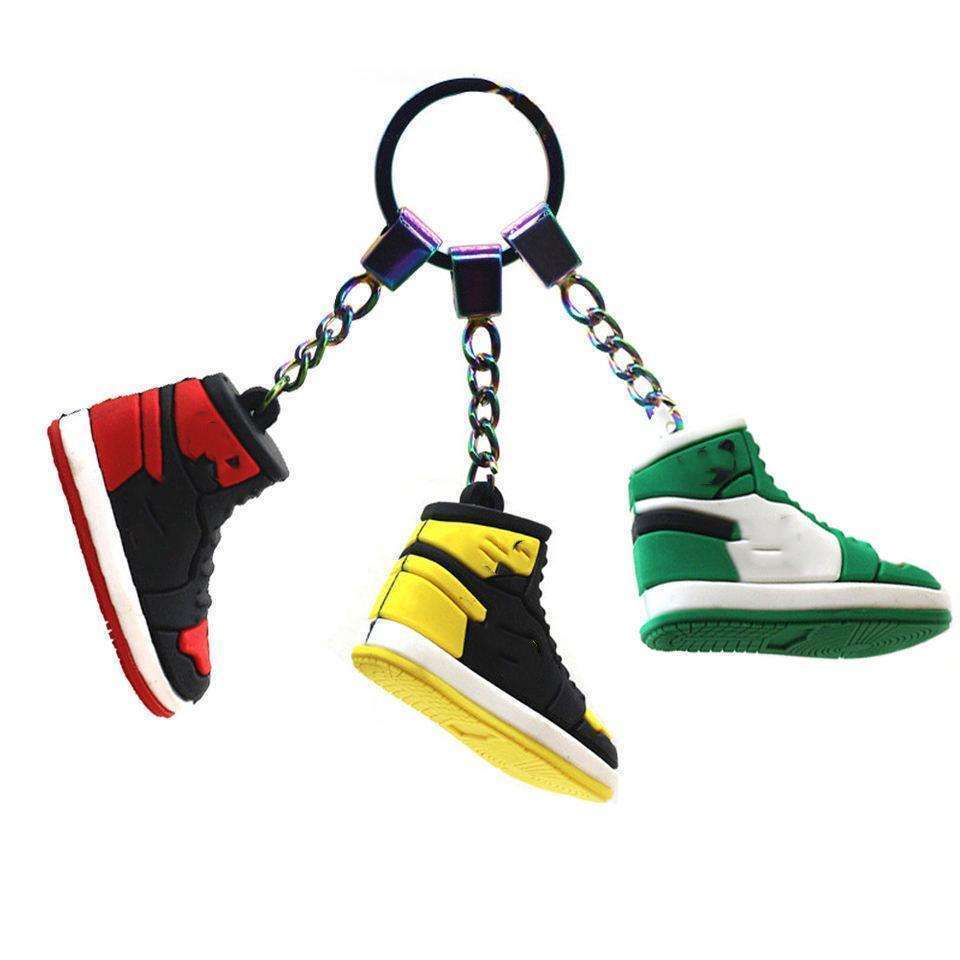 Wholesale HOT Rubber Keychain Mini Basketball Sneakers Key Chains Mini 3d Pvc Plastic Stainless Steel Promotion Gift