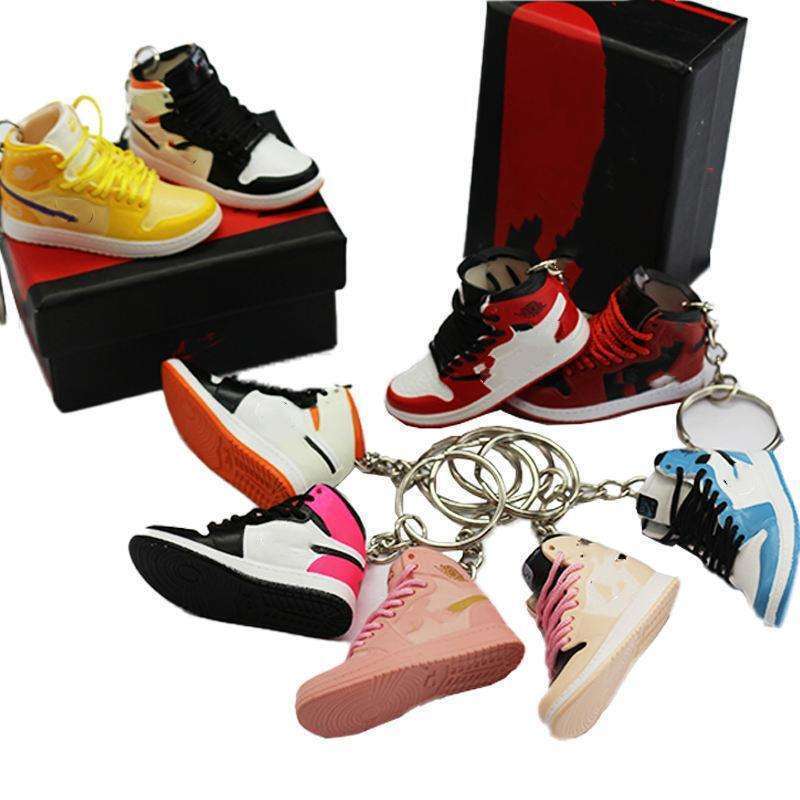 Wholesale HOT Rubber Keychain Mini Basketball Sneakers Key Chains Mini 3d Pvc Plastic Stainless Steel Promotion Gift