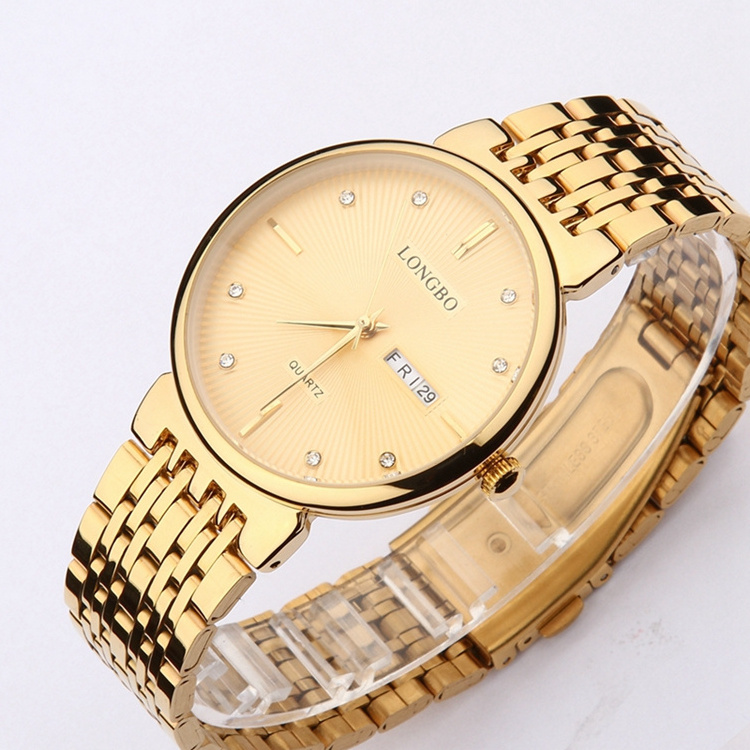 LONGBO custom factory low moq lover's wrist special design gold quartz couple unisex watch