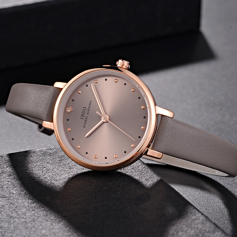 IBSO 8689 Fashion Girls Genuine Leather Japan Quartz Korean ultra thin Mini small watch for women