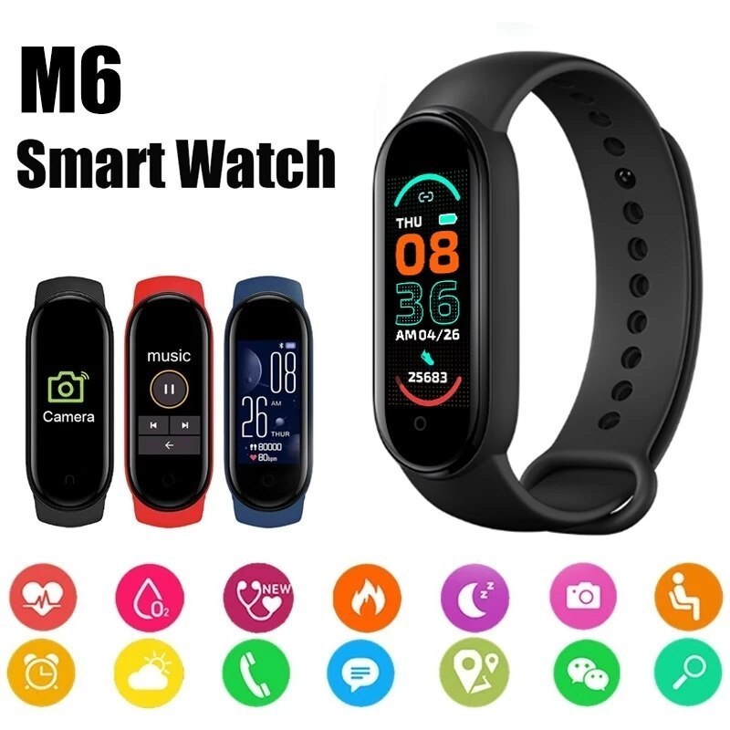 colour screen magnetic charging men's wristwatch fitness tracker smart watch sports m6 smart bracelet