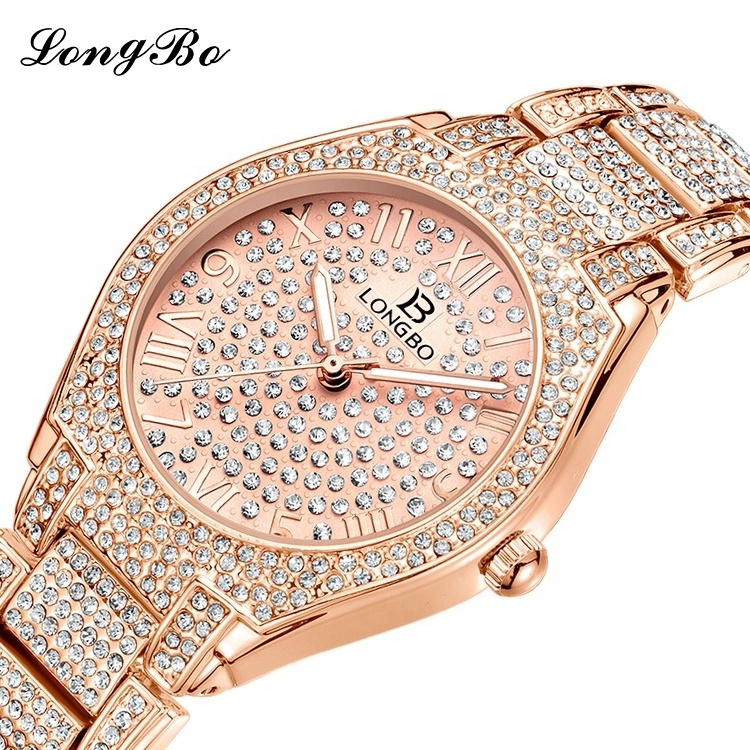 LONGBO 80667 Fashion Quartz Diamond Ladies Women's Ladies Girl Diamond Waterproof Glass Alloy Round watch