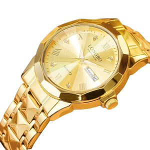 3atm water resistant japan movement gold stainless steel mens wrist male longbo luxury wrist watches for watch mens