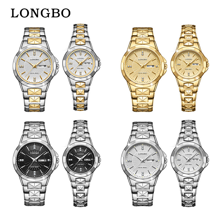 LONGBO brand your own watch custom logo waterproof quartz male watch gold for couple display case