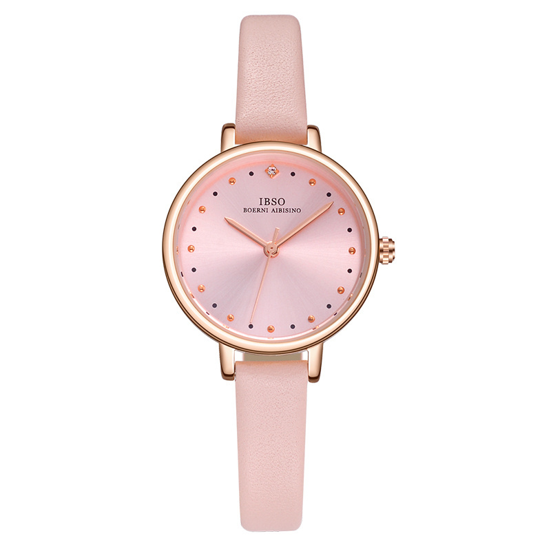 IBSO 8689 Fashion Girls Genuine Leather Japan Quartz Korean ultra thin Mini small watch for women