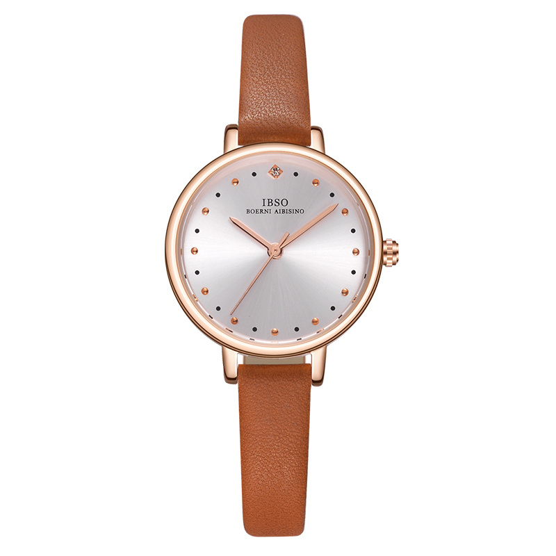 IBSO 8689 Fashion Girls Genuine Leather Japan Quartz Korean ultra thin Mini small watch for women