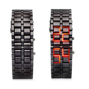 Boy Sport Creative Clock Fashion Mens Digital Lava Wrist Watch Men Black Full Metal Red Blue LED Display Watches Gifts for Male