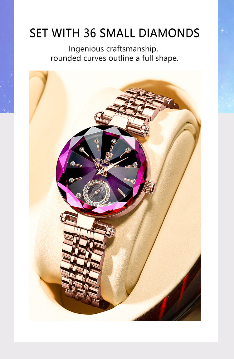 Rose Gold Stainless Steel Quartz Watch women Wrist Luxury For Ladies Watch