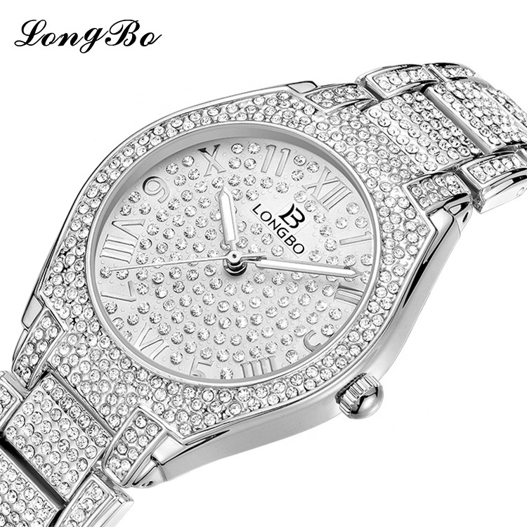 LONGBO 80667 Fashion Quartz Diamond Ladies Women's Ladies Girl Diamond Waterproof Glass Alloy Round watch