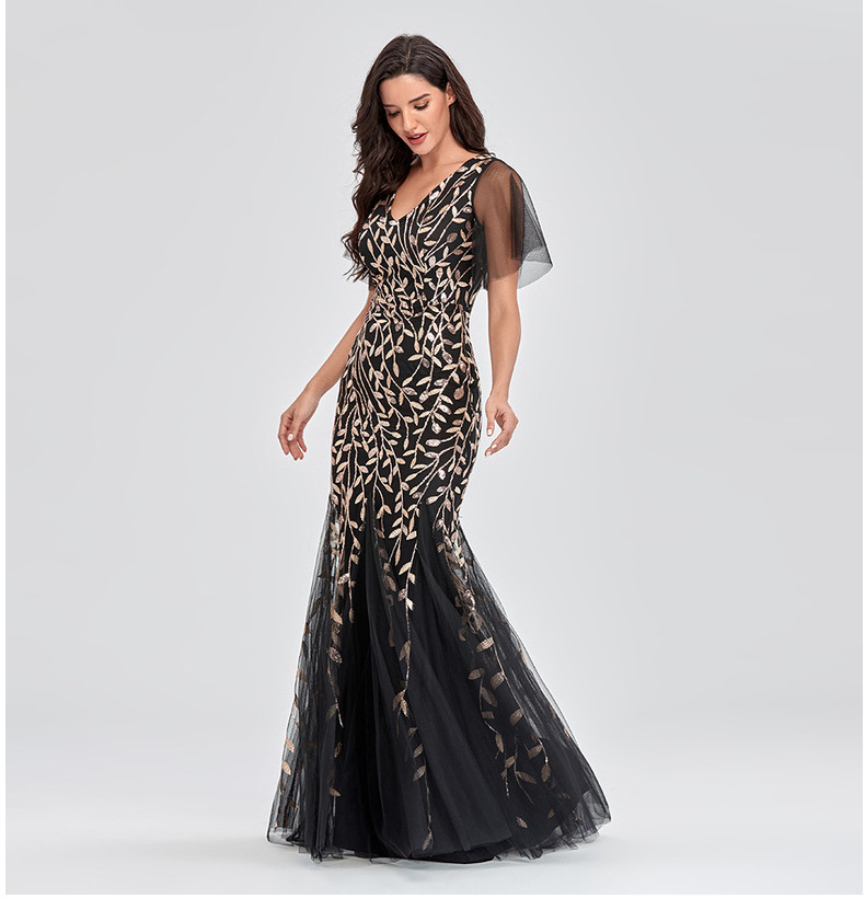 In-stock Women Prom Luxury Sequin Wholesale Evening Dress For Party Vestido De Festa Prom Evening Dress