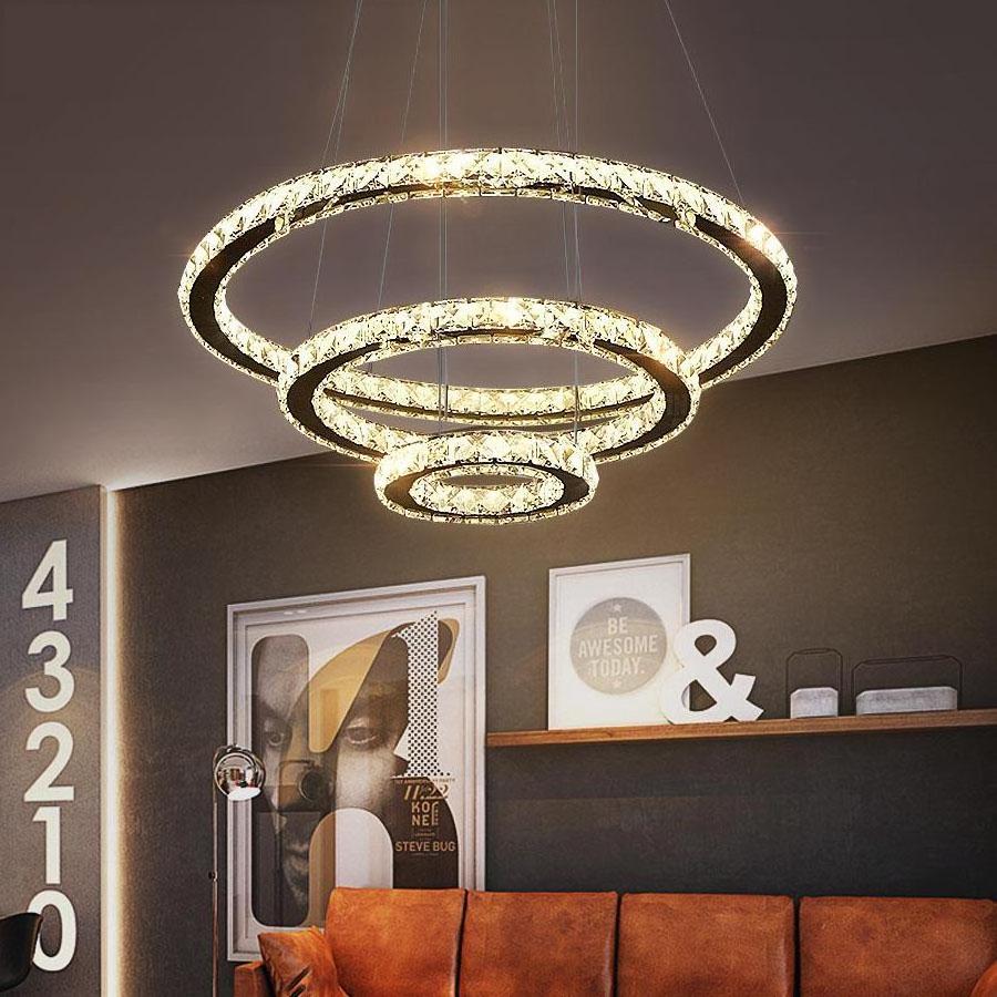 Modern Crystal LED Chandelier Lights Home Lighting Chrome Lustre Chandeliers Ceiling Pendant Fixtures For Living Room