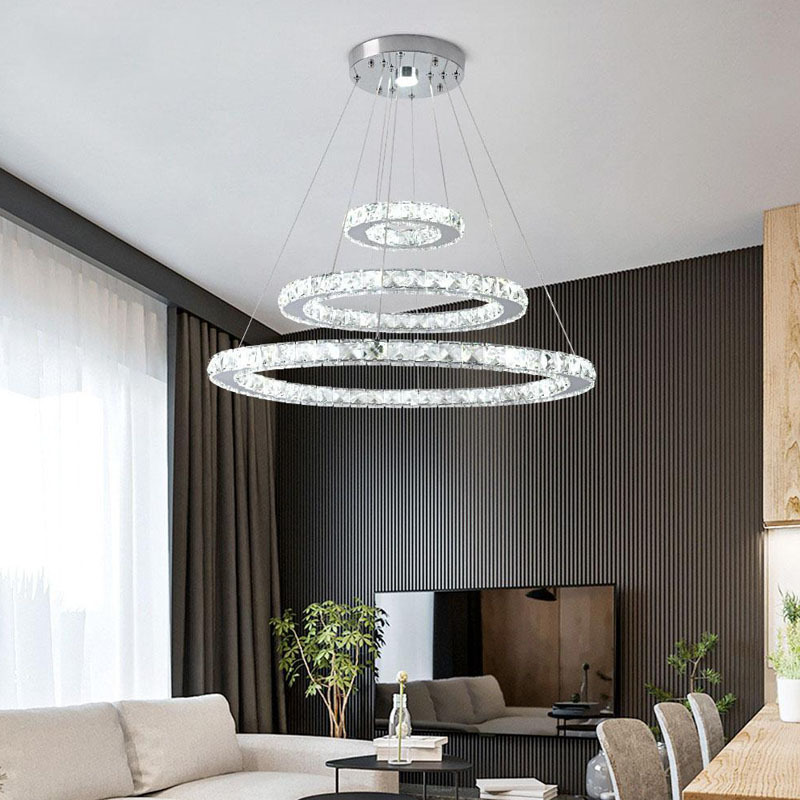 Modern Crystal LED Chandelier Lights Home Lighting Chrome Lustre Chandeliers Ceiling Pendant Fixtures For Living Room