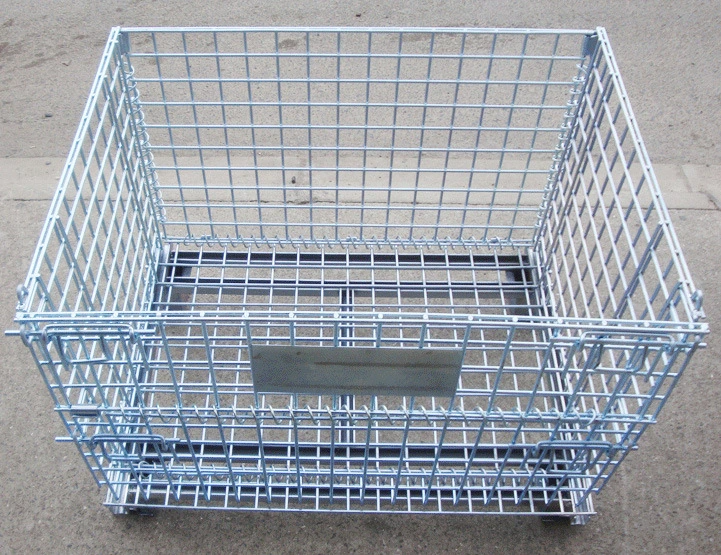 Factory Wholesale Customised Foldable Transport Stackable Steel Wire Mesh Collapsible Cage Steel wire container