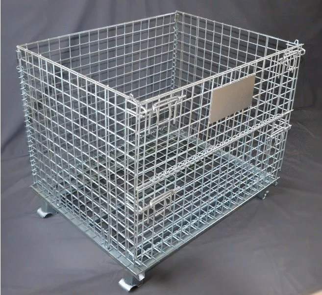 Quality Assurance Stackable Wire Baskets Storage Cage with Wheels Collapsible Roll Cage