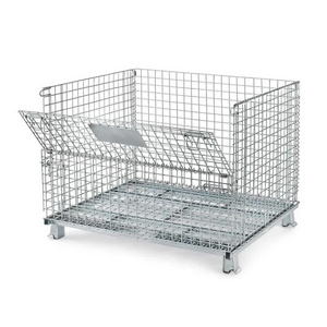 Quality Assurance Stackable Wire Baskets Storage Cage with Wheels Collapsible Roll Cage