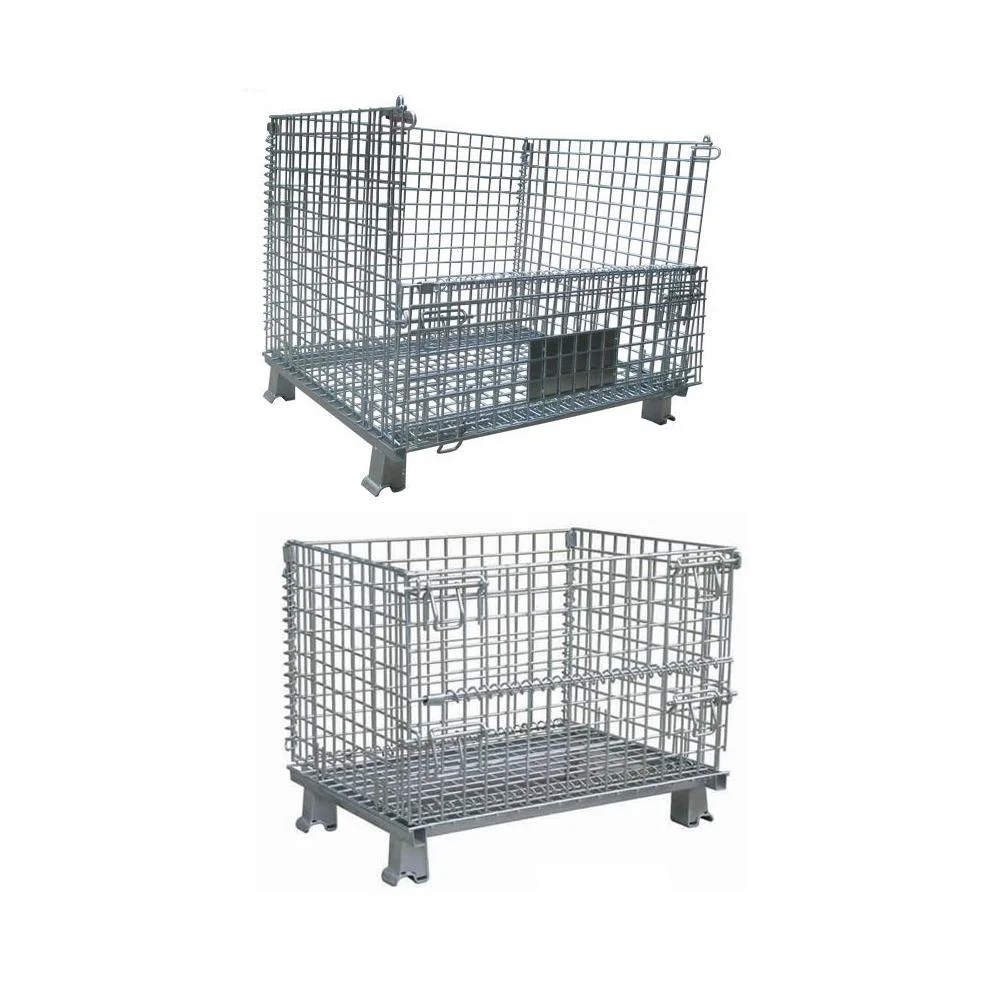 Factory Wholesale Customised Foldable Transport Stackable Steel Wire Mesh Collapsible Cage Steel wire container