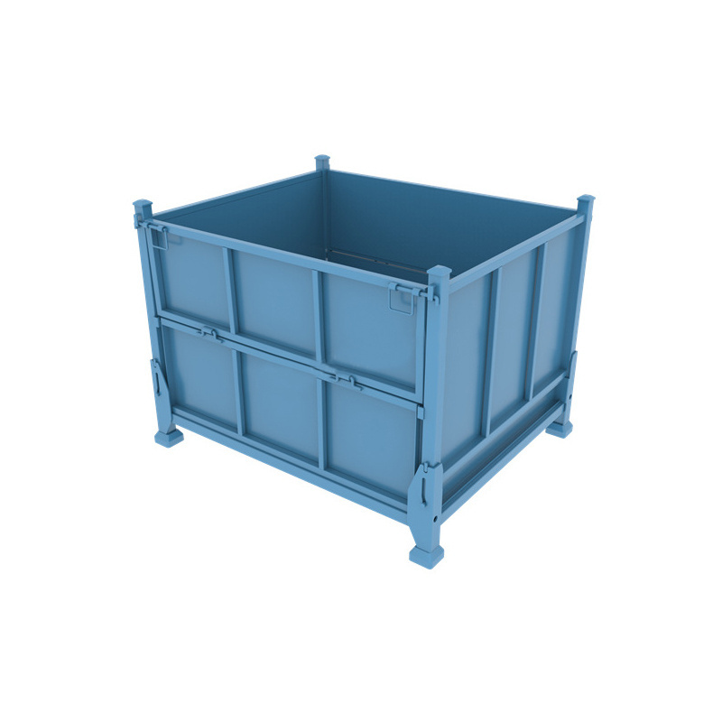 Foldable heavy duty industry storage large metal box, metal crate, metal container