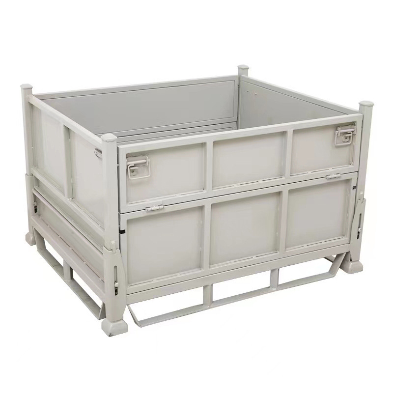 Foldable heavy duty industry storage large metal box, metal crate, metal container