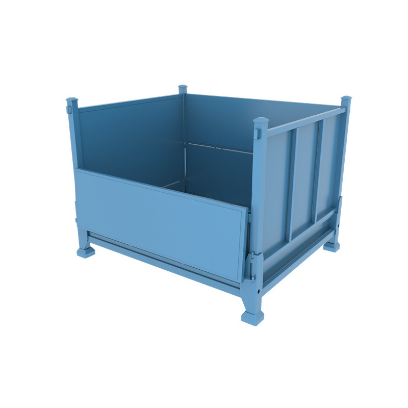 Foldable heavy duty industry storage large metal box, metal crate, metal container