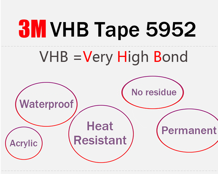 custom Original black waterproof foam tape automotive double sided acrylic adhesive 3m 5952 vhb tape