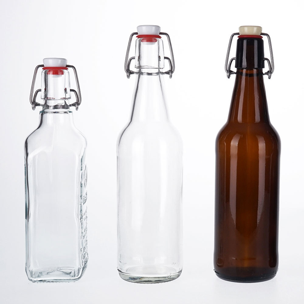 VISTA Wholesale EZ Cap Swing Glass Bottle 500ml 75 cl 1000ml 1Litre Empty Clear Amber Glass Kombucha Bottles With Swing Top