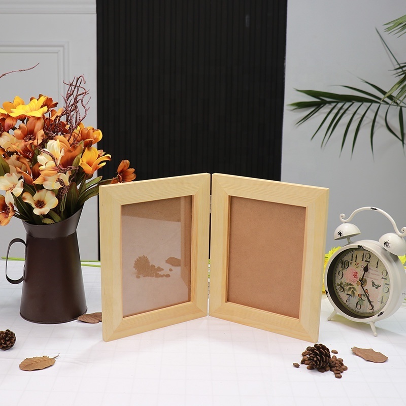 Popular double-sided wooden glass picture frame wooden art double-sided picture frame