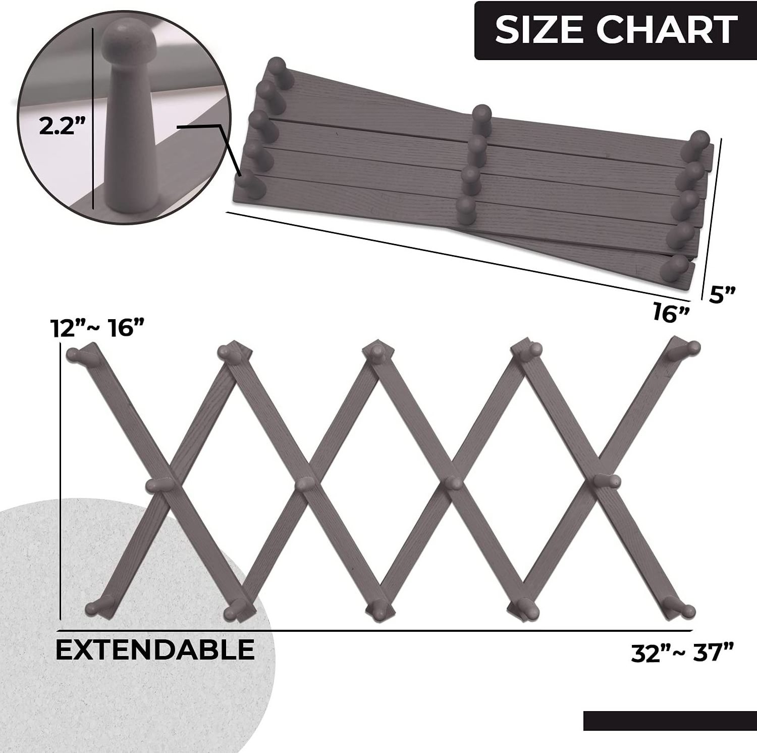 custom Coat Rack Wall Mounted Solid Wall Wooden Pegs