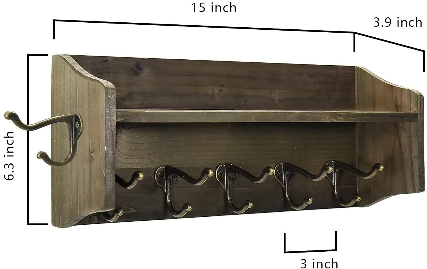 Farmhouse Coat Rack Wall Mounted, Rustic Entryway Shelf with Hooks