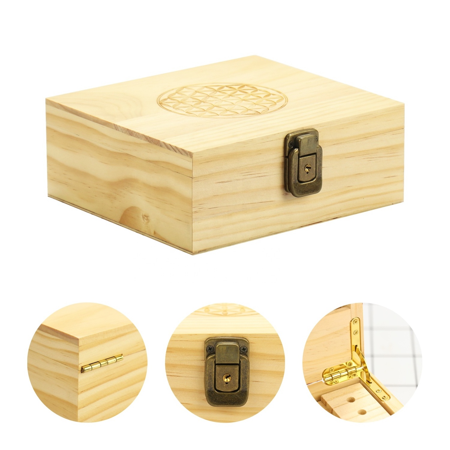 FSC&BSCI Wooden Stash Box with Rolling Tray keepsake Box Combo to Organise Your Herbs and Accessories with Removable Divider