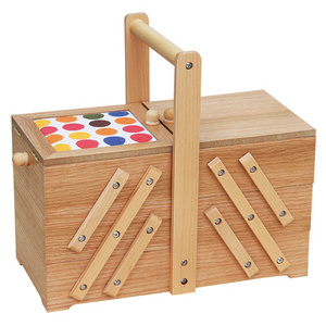 3 Tier Drawers Wooden Craft Tools Needles Thread Spool Box Organizer Wooden Sewing Box Organizer