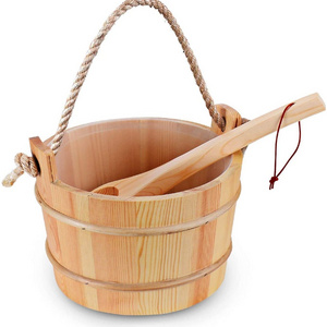 Wooden Sauna Bucket Sauna Spa Accessory - 5 Liter (1.3 Gallon)  Sauna Bucket with Ladle Handmade