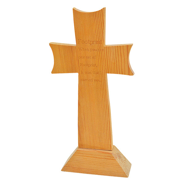 Hot selling decorative wood crafts pine carved stand Christmas wooden cross patterns