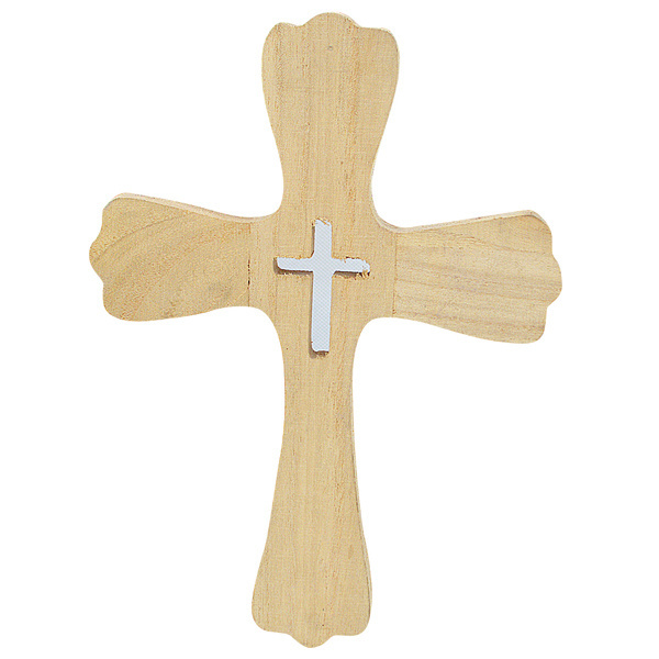 Hot selling decorative wood crafts pine carved stand Christmas wooden cross patterns