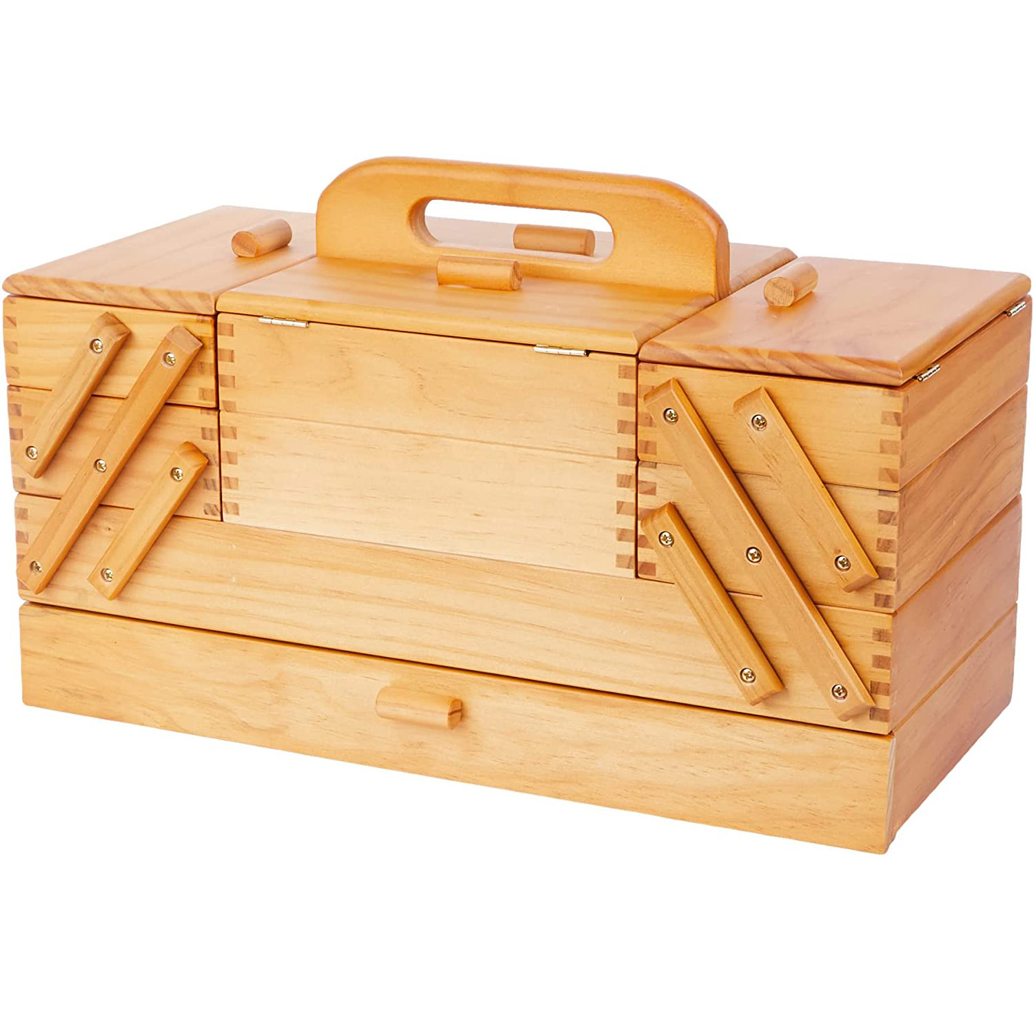 3 Tier Drawers Wooden Craft Tools Needles Thread Spool Box Organizer Wooden Sewing Box Organizer