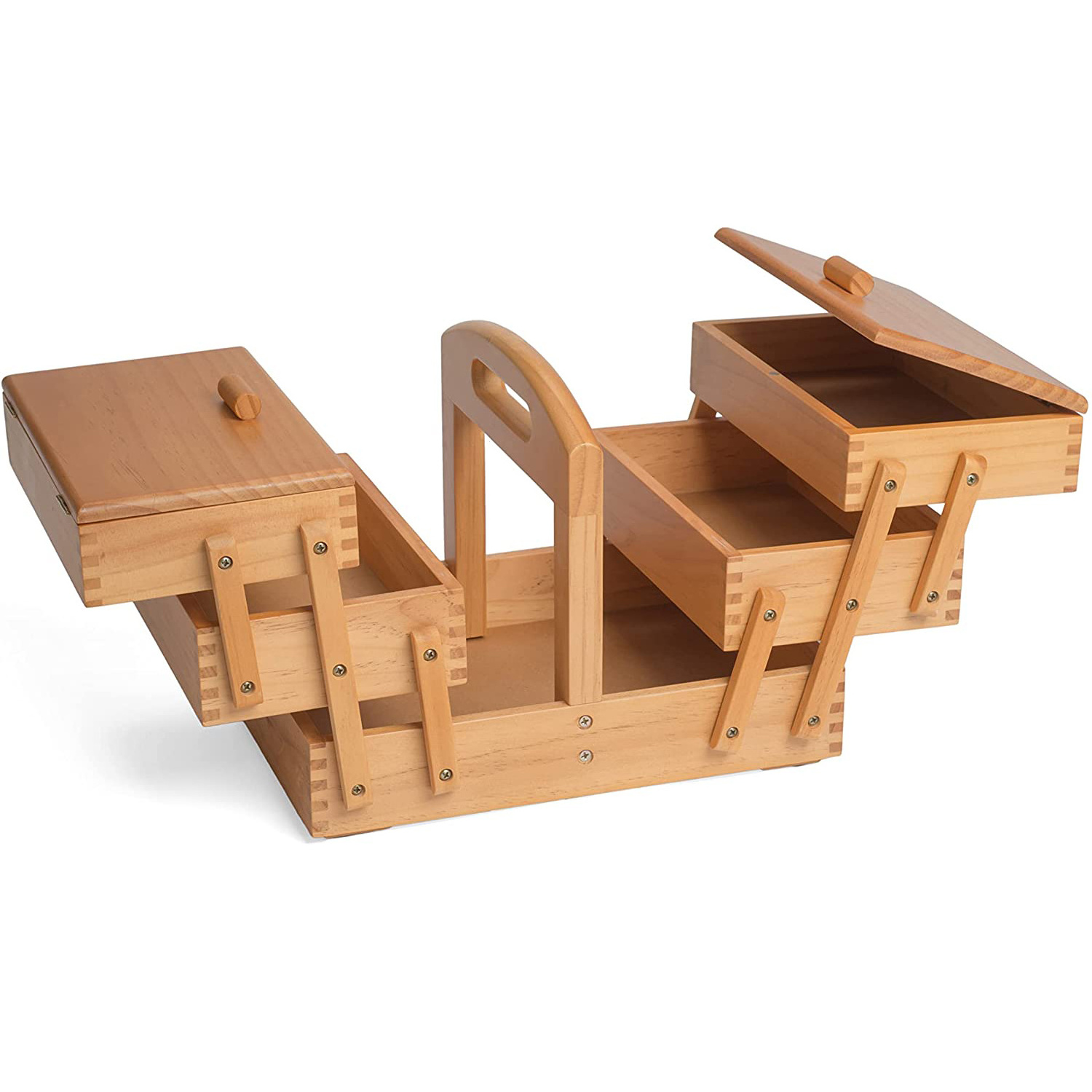 3 Tier Drawers Wooden Craft Tools Needles Thread Spool Box Organizer Wooden Sewing Box Organizer