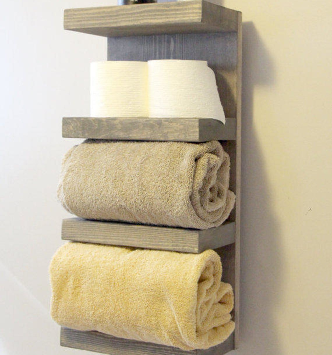 bathroom wall-mounted corner smart wooden towel rack