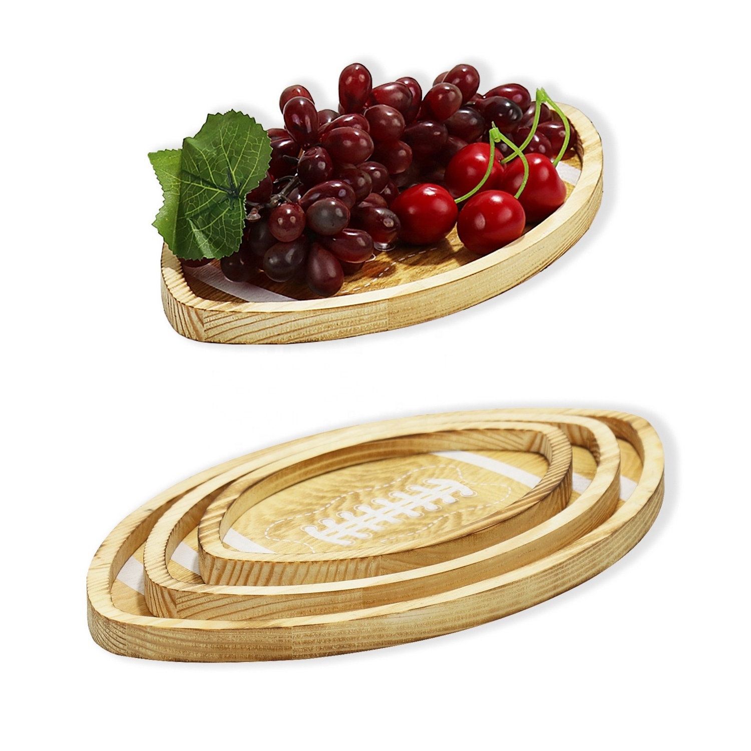 Custom Decorative Coffee Tea Bamboo Wooden Breakfast Food Tray Acacia Wood Serving Tray with Handles