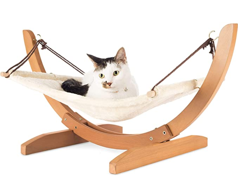 factory selling FSC&BSCI wooden Hanging Cat Bed for Indoor Cats Cozy Rocking Chair Swaying Cat Hammock