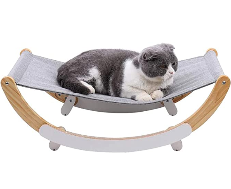 factory selling FSC&BSCI wooden Hanging Cat Bed for Indoor Cats Cozy Rocking Chair Swaying Cat Hammock