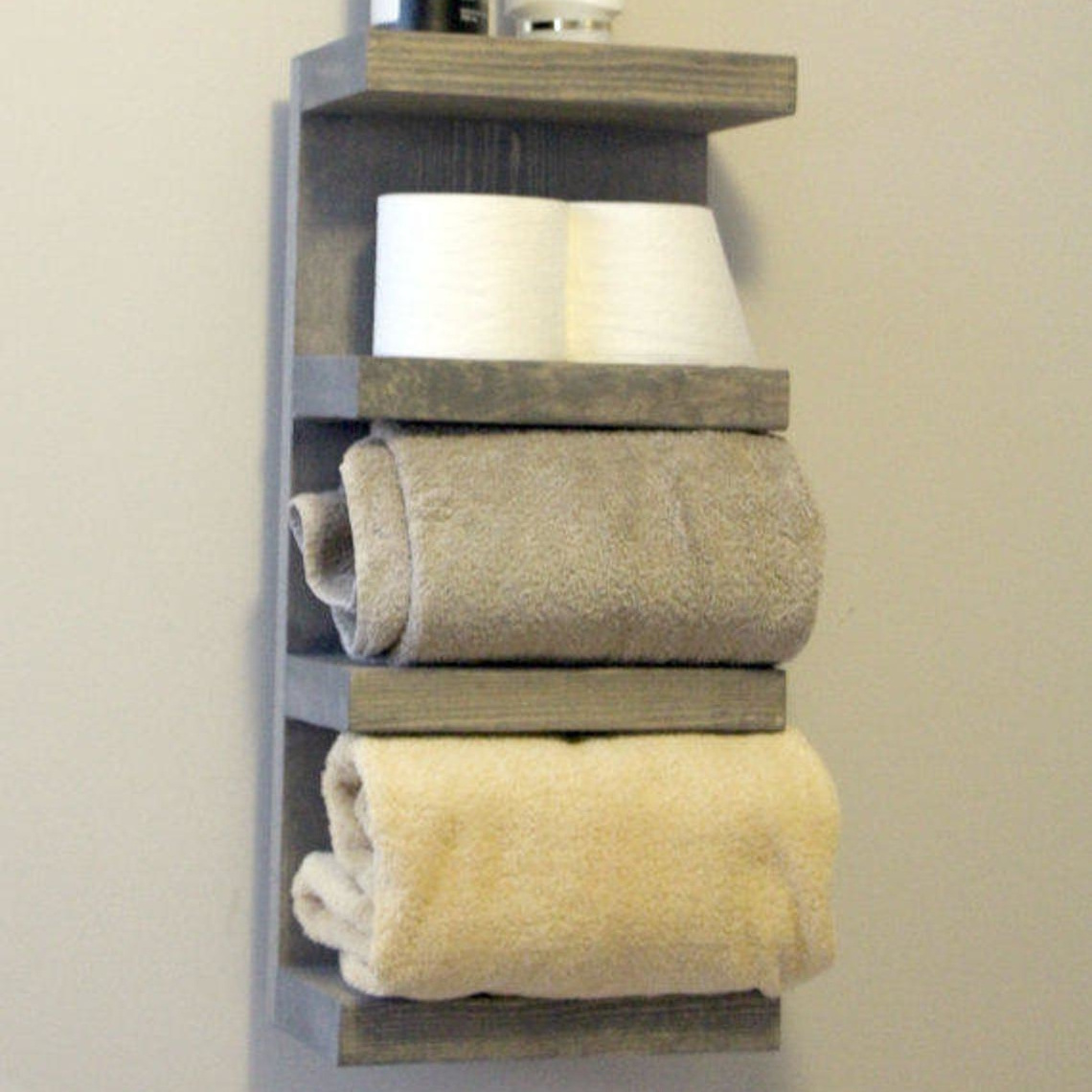 bathroom wall-mounted corner smart wooden towel rack