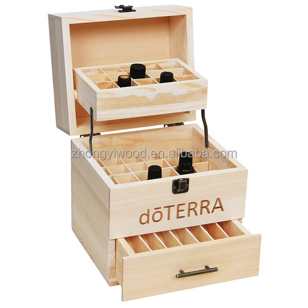 Natural wood 3 tiers essential oils wooden organizer box 3 tiers essential oils box