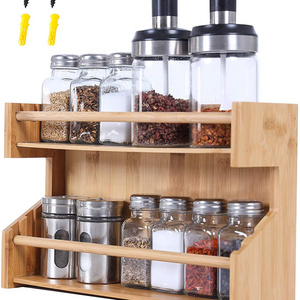 Wood Standing Spice Rack Kitchen Counter Standing Organizer Storage Shelf