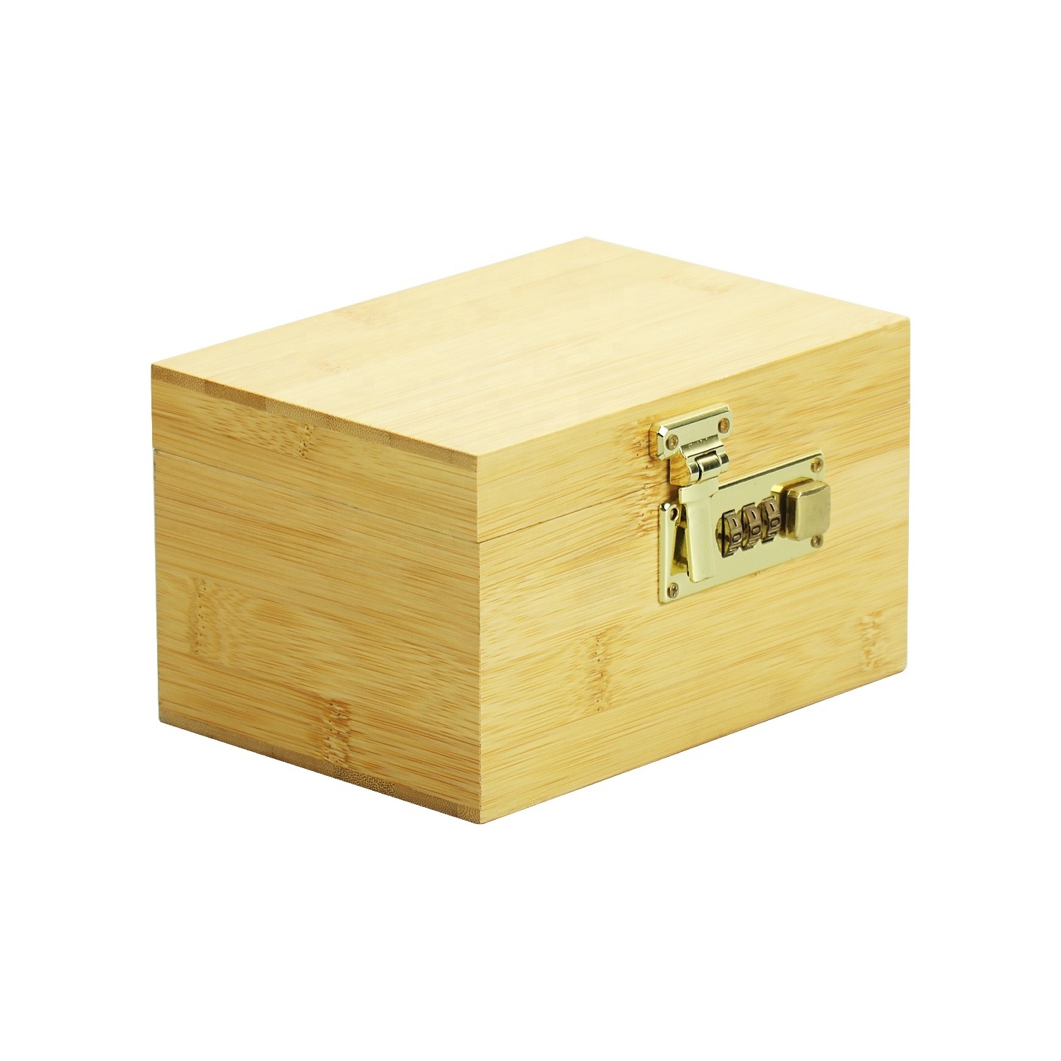 Key code box with lock jewelry cosmetics collection natural colored wooden storage box