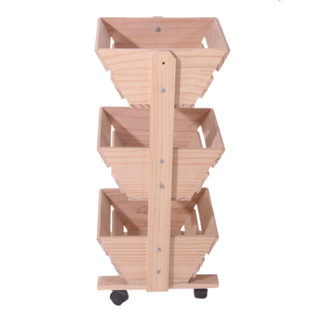 wooden factory FSC&BSCI Wood 3-Tier Slide Out Rolling Utility Cart Storage Shelf Rack on Wheels Multi-purpose Shelving Organizer