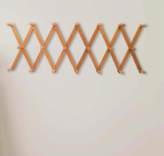 Pine Wood Expandable Wall Racks - Each Has 20 Pegs For Hat, Belt, Umbrella Coffee Mug Jewelry Hanging