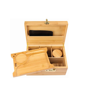 Rolling Tray Stash Box with Lock Wooden Stash Box bamboo smoke box