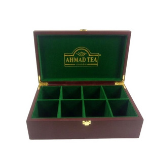 Luxury Wooden Tea Storage Chest box - 6 Compartment Tea Bags Organizer Container With Clear Glass Window Lid