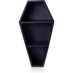 OEM and ODM Wall hanging Tabletop Gothic Decor Black Wooden Coffin Shelf