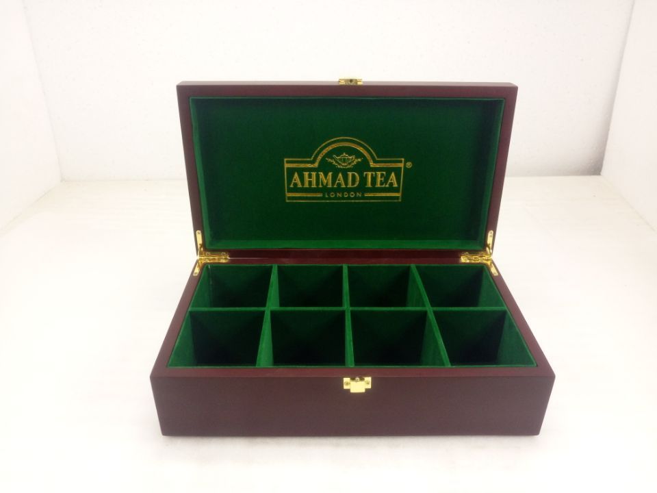 Luxury Wooden Tea Storage Chest box - 6 Compartment Tea Bags Organizer Container With Clear Glass Window Lid